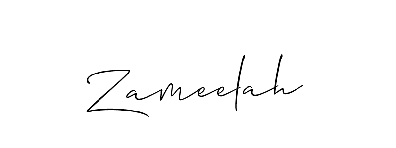 Use a signature maker to create a handwritten signature online. With this signature software, you can design (Allison_Script) your own signature for name Zameelah. Zameelah signature style 2 images and pictures png