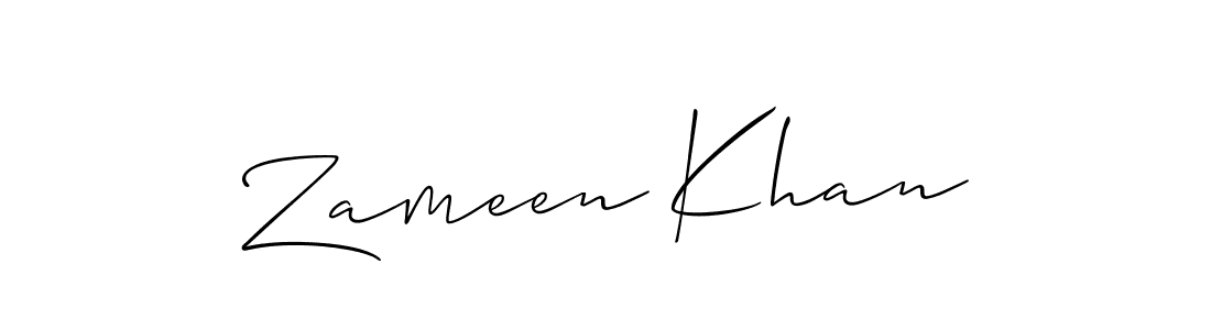 Design your own signature with our free online signature maker. With this signature software, you can create a handwritten (Allison_Script) signature for name Zameen Khan. Zameen Khan signature style 2 images and pictures png