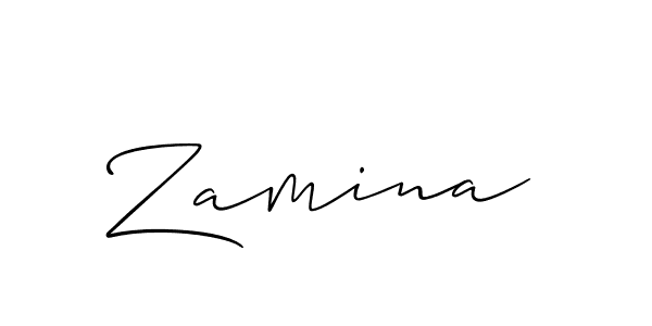 The best way (Allison_Script) to make a short signature is to pick only two or three words in your name. The name Zamina include a total of six letters. For converting this name. Zamina signature style 2 images and pictures png