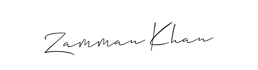 Make a beautiful signature design for name Zamman Khan. With this signature (Allison_Script) style, you can create a handwritten signature for free. Zamman Khan signature style 2 images and pictures png