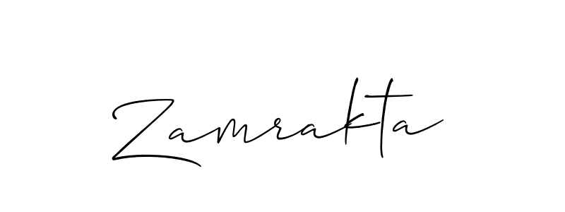 Use a signature maker to create a handwritten signature online. With this signature software, you can design (Allison_Script) your own signature for name Zamrakta. Zamrakta signature style 2 images and pictures png