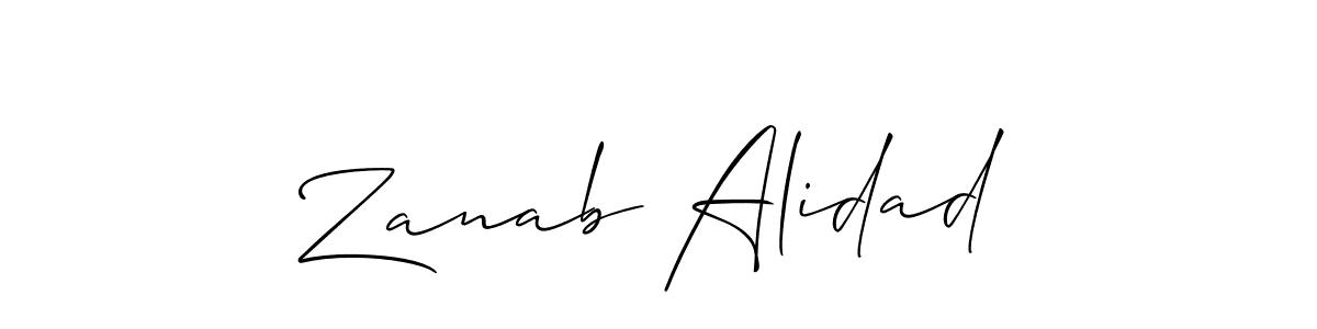 You should practise on your own different ways (Allison_Script) to write your name (Zanab Alidad) in signature. don't let someone else do it for you. Zanab Alidad signature style 2 images and pictures png