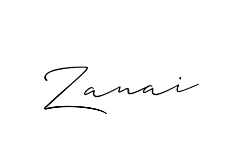 Use a signature maker to create a handwritten signature online. With this signature software, you can design (Allison_Script) your own signature for name Zanai. Zanai signature style 2 images and pictures png