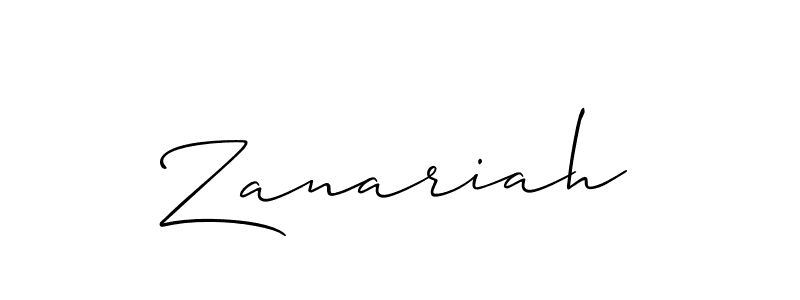 Design your own signature with our free online signature maker. With this signature software, you can create a handwritten (Allison_Script) signature for name Zanariah. Zanariah signature style 2 images and pictures png