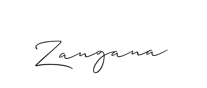 Make a beautiful signature design for name Zangana. With this signature (Allison_Script) style, you can create a handwritten signature for free. Zangana signature style 2 images and pictures png