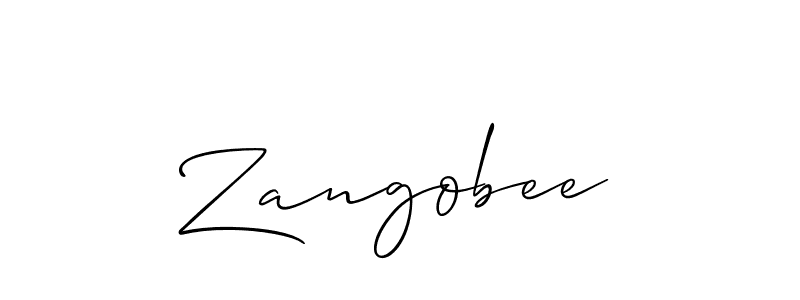 Use a signature maker to create a handwritten signature online. With this signature software, you can design (Allison_Script) your own signature for name Zangobee. Zangobee signature style 2 images and pictures png