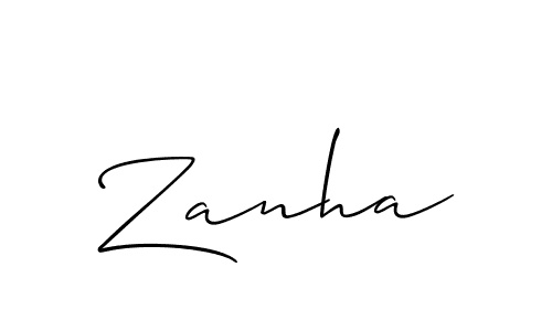 Create a beautiful signature design for name Zanha. With this signature (Allison_Script) fonts, you can make a handwritten signature for free. Zanha signature style 2 images and pictures png