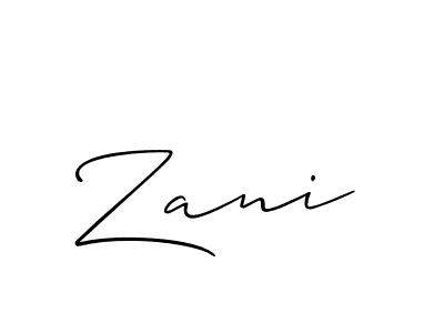 Zani stylish signature style. Best Handwritten Sign (Allison_Script) for my name. Handwritten Signature Collection Ideas for my name Zani. Zani signature style 2 images and pictures png