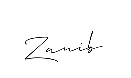 Create a beautiful signature design for name Zanib. With this signature (Allison_Script) fonts, you can make a handwritten signature for free. Zanib signature style 2 images and pictures png