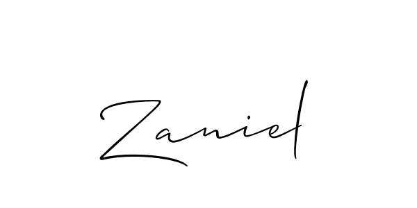 How to make Zaniel name signature. Use Allison_Script style for creating short signs online. This is the latest handwritten sign. Zaniel signature style 2 images and pictures png