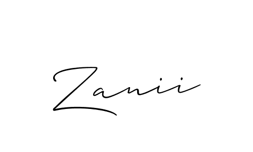 Use a signature maker to create a handwritten signature online. With this signature software, you can design (Allison_Script) your own signature for name Zanii. Zanii signature style 2 images and pictures png