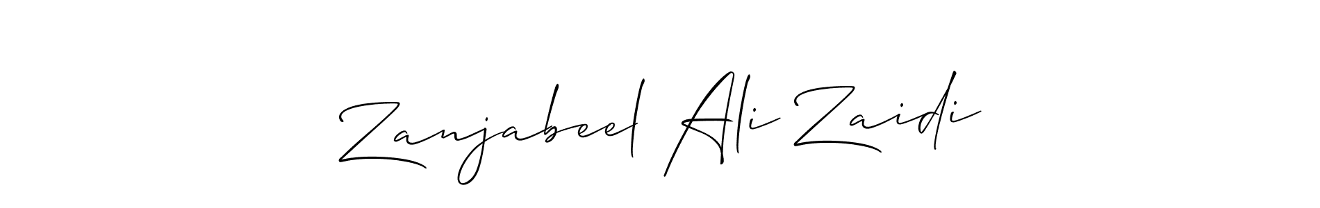 This is the best signature style for the Zanjabeel Ali Zaidi name. Also you like these signature font (Allison_Script). Mix name signature. Zanjabeel Ali Zaidi signature style 2 images and pictures png