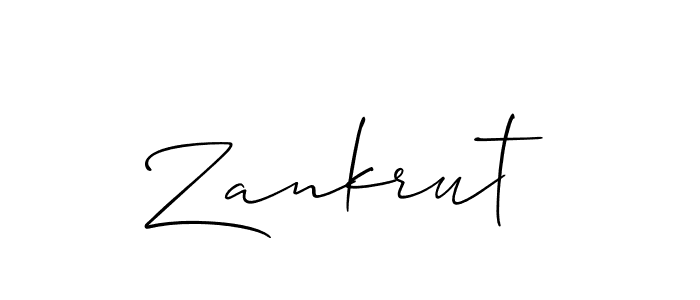 Use a signature maker to create a handwritten signature online. With this signature software, you can design (Allison_Script) your own signature for name Zankrut. Zankrut signature style 2 images and pictures png