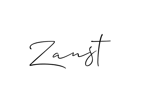 Make a beautiful signature design for name Zanst. With this signature (Allison_Script) style, you can create a handwritten signature for free. Zanst signature style 2 images and pictures png