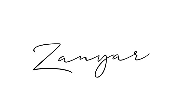 Use a signature maker to create a handwritten signature online. With this signature software, you can design (Allison_Script) your own signature for name Zanyar. Zanyar signature style 2 images and pictures png