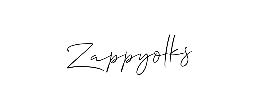 How to make Zappyolks signature? Allison_Script is a professional autograph style. Create handwritten signature for Zappyolks name. Zappyolks signature style 2 images and pictures png