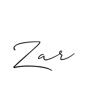Design your own signature with our free online signature maker. With this signature software, you can create a handwritten (Allison_Script) signature for name Zar. Zar signature style 2 images and pictures png