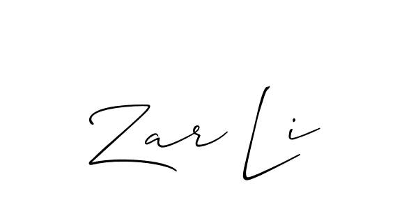 Use a signature maker to create a handwritten signature online. With this signature software, you can design (Allison_Script) your own signature for name Zar Li. Zar Li signature style 2 images and pictures png