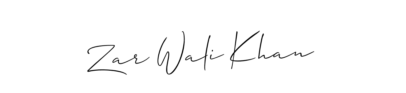 Make a short Zar Wali Khan signature style. Manage your documents anywhere anytime using Allison_Script. Create and add eSignatures, submit forms, share and send files easily. Zar Wali Khan signature style 2 images and pictures png