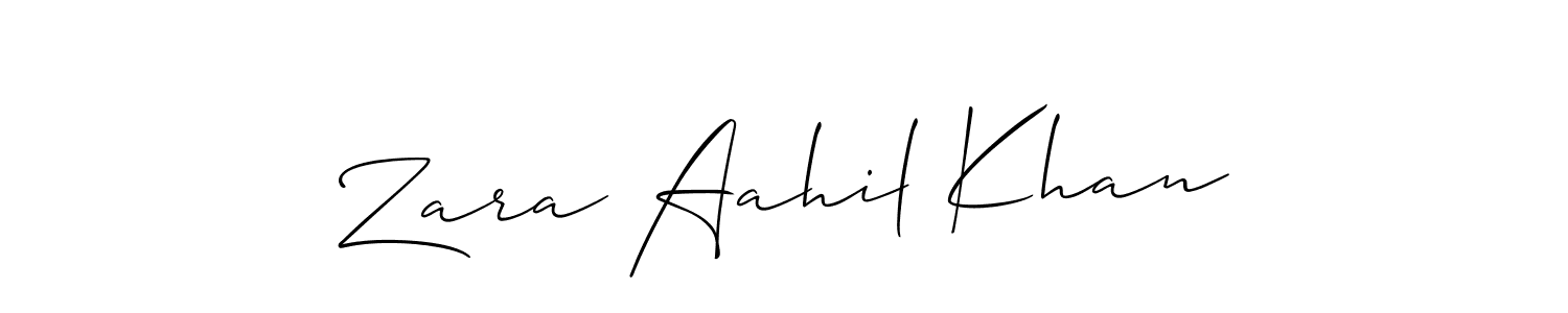 Use a signature maker to create a handwritten signature online. With this signature software, you can design (Allison_Script) your own signature for name Zara Aahil Khan. Zara Aahil Khan signature style 2 images and pictures png