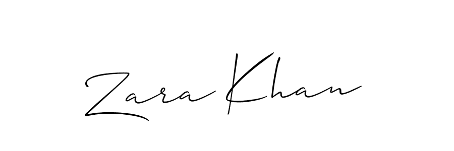 Create a beautiful signature design for name Zara Khan. With this signature (Allison_Script) fonts, you can make a handwritten signature for free. Zara Khan signature style 2 images and pictures png