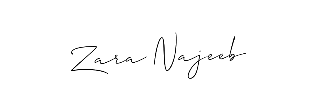 It looks lik you need a new signature style for name Zara Najeeb. Design unique handwritten (Allison_Script) signature with our free signature maker in just a few clicks. Zara Najeeb signature style 2 images and pictures png