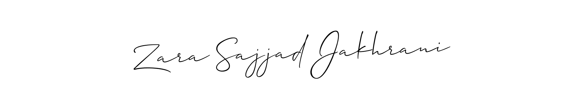 You should practise on your own different ways (Allison_Script) to write your name (Zara Sajjad Jakhrani) in signature. don't let someone else do it for you. Zara Sajjad Jakhrani signature style 2 images and pictures png