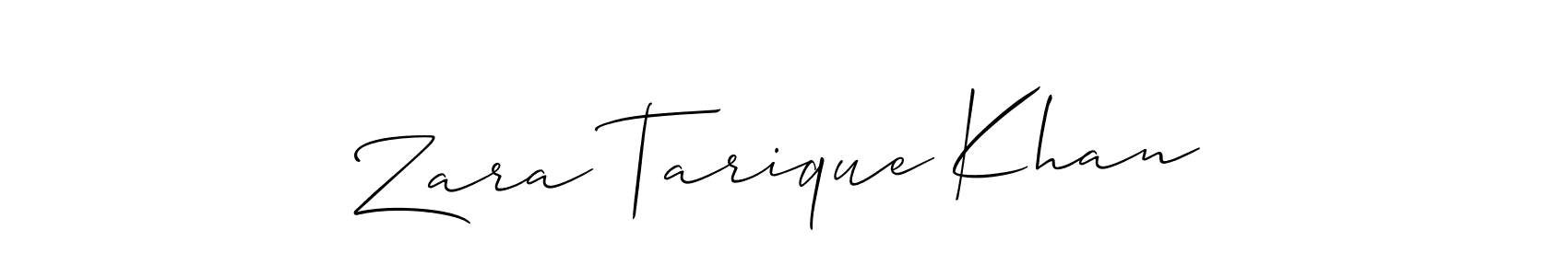 Create a beautiful signature design for name Zara Tarique Khan. With this signature (Allison_Script) fonts, you can make a handwritten signature for free. Zara Tarique Khan signature style 2 images and pictures png