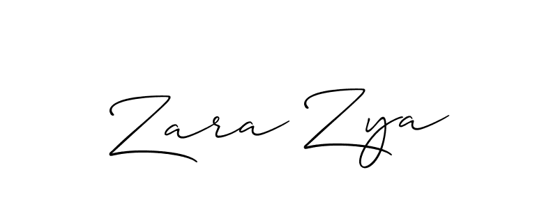 Create a beautiful signature design for name Zara Zya. With this signature (Allison_Script) fonts, you can make a handwritten signature for free. Zara Zya signature style 2 images and pictures png