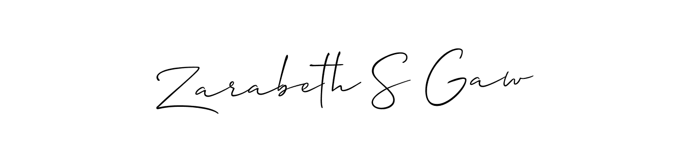 How to make Zarabeth S Gaw signature? Allison_Script is a professional autograph style. Create handwritten signature for Zarabeth S Gaw name. Zarabeth S Gaw signature style 2 images and pictures png