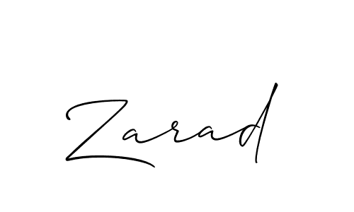 Create a beautiful signature design for name Zarad. With this signature (Allison_Script) fonts, you can make a handwritten signature for free. Zarad signature style 2 images and pictures png