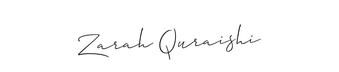 Create a beautiful signature design for name Zarah Quraishi. With this signature (Allison_Script) fonts, you can make a handwritten signature for free. Zarah Quraishi signature style 2 images and pictures png