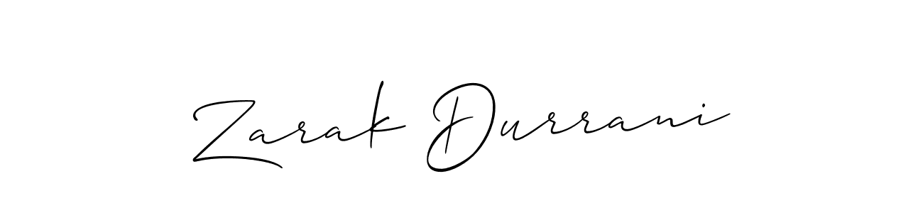Allison_Script is a professional signature style that is perfect for those who want to add a touch of class to their signature. It is also a great choice for those who want to make their signature more unique. Get Zarak Durrani name to fancy signature for free. Zarak Durrani signature style 2 images and pictures png