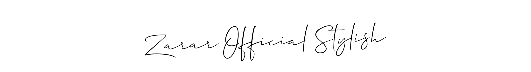Make a beautiful signature design for name Zarar Official Stylish. With this signature (Allison_Script) style, you can create a handwritten signature for free. Zarar Official Stylish signature style 2 images and pictures png