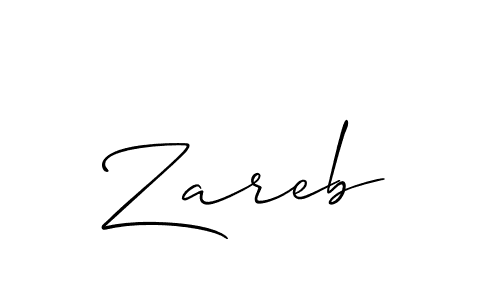 It looks lik you need a new signature style for name Zareb. Design unique handwritten (Allison_Script) signature with our free signature maker in just a few clicks. Zareb signature style 2 images and pictures png