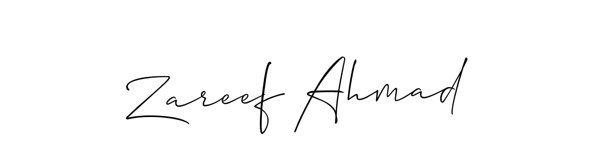 Create a beautiful signature design for name Zareef Ahmad. With this signature (Allison_Script) fonts, you can make a handwritten signature for free. Zareef Ahmad signature style 2 images and pictures png