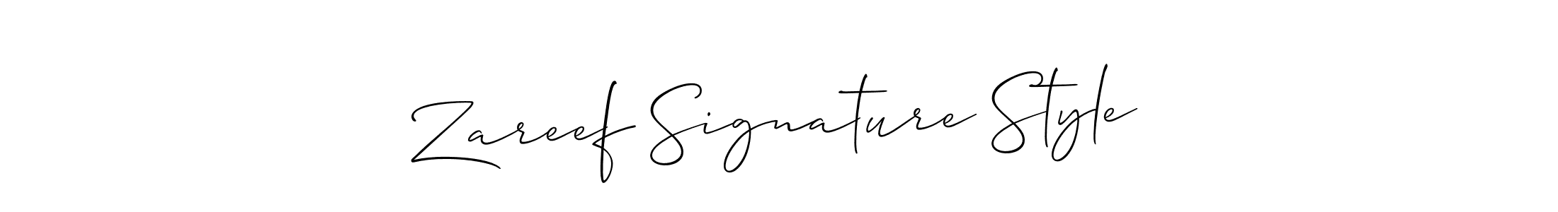 Create a beautiful signature design for name Zareef Signature Style. With this signature (Allison_Script) fonts, you can make a handwritten signature for free. Zareef Signature Style signature style 2 images and pictures png