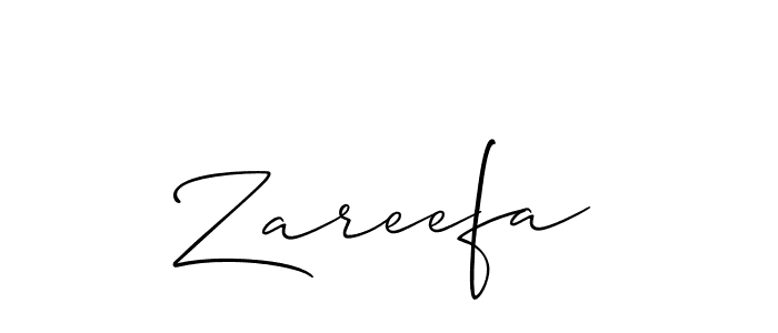 Use a signature maker to create a handwritten signature online. With this signature software, you can design (Allison_Script) your own signature for name Zareefa. Zareefa signature style 2 images and pictures png