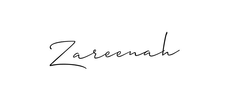 How to make Zareenah signature? Allison_Script is a professional autograph style. Create handwritten signature for Zareenah name. Zareenah signature style 2 images and pictures png