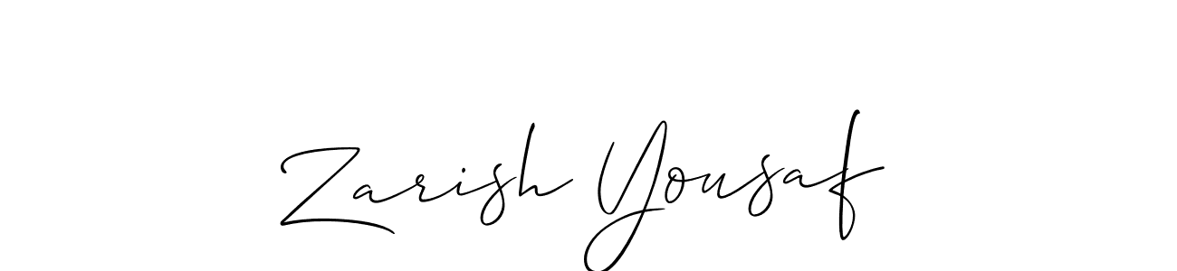 Make a short Zarish Yousaf signature style. Manage your documents anywhere anytime using Allison_Script. Create and add eSignatures, submit forms, share and send files easily. Zarish Yousaf signature style 2 images and pictures png