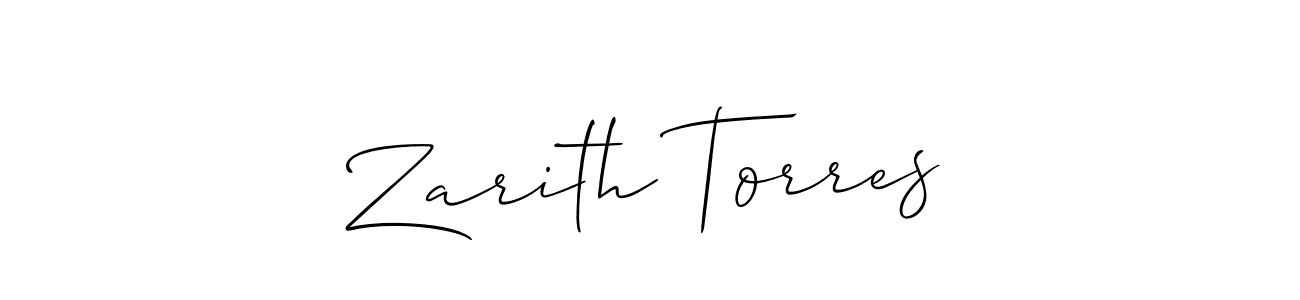 The best way (Allison_Script) to make a short signature is to pick only two or three words in your name. The name Zarith Torres include a total of six letters. For converting this name. Zarith Torres signature style 2 images and pictures png