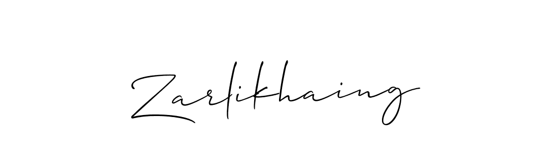 Make a beautiful signature design for name Zarlikhaing. With this signature (Allison_Script) style, you can create a handwritten signature for free. Zarlikhaing signature style 2 images and pictures png