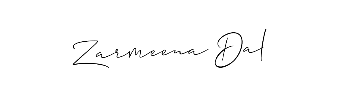 Design your own signature with our free online signature maker. With this signature software, you can create a handwritten (Allison_Script) signature for name Zarmeena Dal. Zarmeena Dal signature style 2 images and pictures png