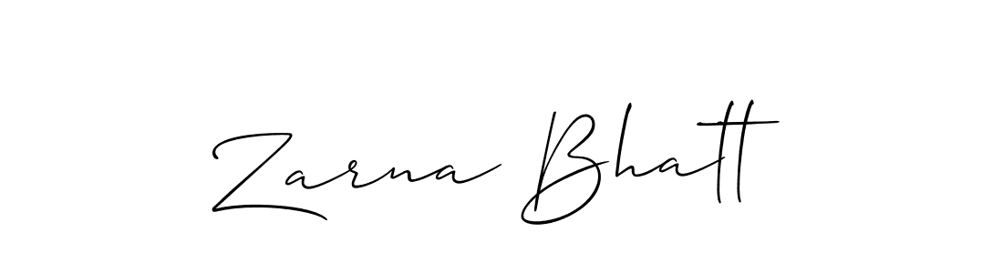 Use a signature maker to create a handwritten signature online. With this signature software, you can design (Allison_Script) your own signature for name Zarna Bhatt. Zarna Bhatt signature style 2 images and pictures png