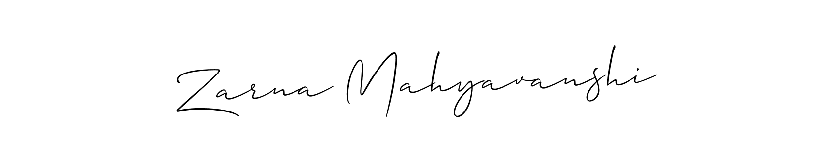 It looks lik you need a new signature style for name Zarna Mahyavanshi. Design unique handwritten (Allison_Script) signature with our free signature maker in just a few clicks. Zarna Mahyavanshi signature style 2 images and pictures png