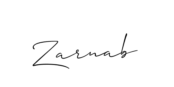 Create a beautiful signature design for name Zarnab. With this signature (Allison_Script) fonts, you can make a handwritten signature for free. Zarnab signature style 2 images and pictures png