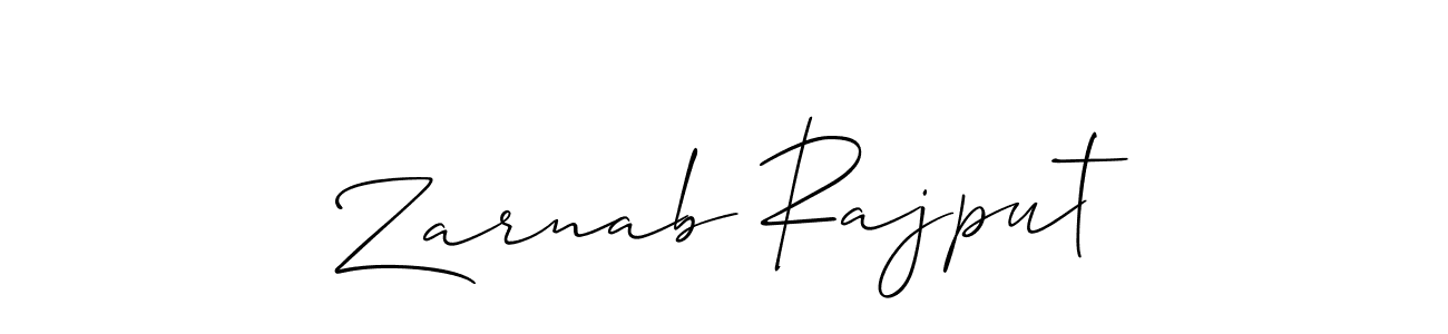 Create a beautiful signature design for name Zarnab Rajput. With this signature (Allison_Script) fonts, you can make a handwritten signature for free. Zarnab Rajput signature style 2 images and pictures png