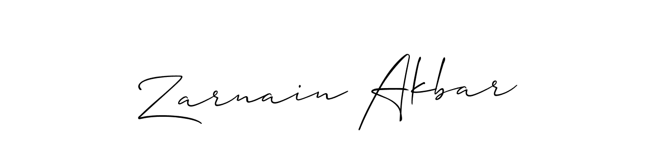 Make a beautiful signature design for name Zarnain Akbar. With this signature (Allison_Script) style, you can create a handwritten signature for free. Zarnain Akbar signature style 2 images and pictures png
