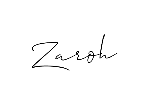 Create a beautiful signature design for name Zaroh. With this signature (Allison_Script) fonts, you can make a handwritten signature for free. Zaroh signature style 2 images and pictures png