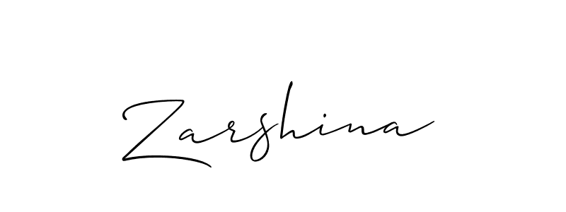 Create a beautiful signature design for name Zarshina. With this signature (Allison_Script) fonts, you can make a handwritten signature for free. Zarshina signature style 2 images and pictures png